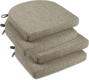downluxe Indoor Chair Cushions for Dining Chairs, Soft and Comfortable Textured Foam Kitchen Chair Pads with Ties and Non-Slip Backing, 16" x 16" x 2", Khaki, 4 Pack by CozyNest Decor