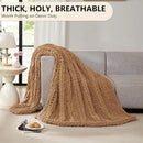 L'AGRATY Chunky Knit Blanket Throw: 60''x80'' Chenille Chunky Knitted Throw Blanket for Bed Couch - Handmade Thick Big Cable Knit Blanket - Large Crochet Rope Blanket for Home Decor(Tan) by CozyNest Decor