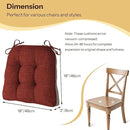 Non Slip Chair Cushions for Dining Chairs Set of 4 Kitchen Chair Cushions 18"x18"x3" Turfted Chair Pads Comfortable and Soft Seat Cushion with Ties, Rust by CozyNest Decor