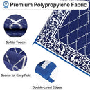 OutdoorLines Indoor Outdoor Rug for Patio 6x9 ft - Reversible Outside Carpet, Stain & UV Resistant Portable RV Mat, Plastic Straw Rug for Camping, Pool Deck, Porch Rhombus Navy & White by GreenHaven Gardens