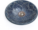 LuxenHome 22 Inch Ceramic Bird Bath for Outside, Elegant Tall Outdoor Bird Bath, Lightweight Pedestal Glazed Birdbaths for Outdoors with Floral Pattern, Deep Blue by GreenHaven Gardens