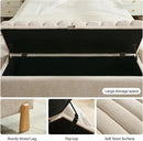 Storage Bench Ottoman 48.6 Inch with Safty Lift Top Lid, Tufted Solid Wood Tapered Legs Footstool for Bedroom, Living Room & Entryway Light Brown by CozyNest Decor
