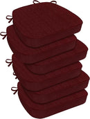 downluxe Chair Cushions for Dining Chairs, Waterproof Kitchen Chair Pads, Non-Slip Dining Seat Cushion with Ties, 17" x 16" x 2.5", Burgundy, 6 Pack by CozyNest Decor