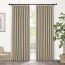 Macochico Light Khaki 100% Blackout Linen Curtains 96 Inches Long Pinch Pleated Curtains for Bedroom Living Room Nursery Farmhouse Insulated Sound Reducing Drapery with Tieback 84”Wx96”L 1 Panel by CozyNest Decor
