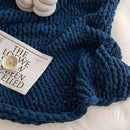 WESHIONGOO Chunky Knit Blanket Throw 40"*40" Knitted Throw Blankets for Couch Bed Fluffy Soft Blanket with Jumbo Chenille Yarn Thick 100% Handmade(Navy Blue) by CozyNest Decor