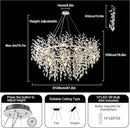 14-Light Modern Living Room Crystal Chandeliers,48" Round Silver Tree Branche Chandelier,Silver K9 Crystal Chandeliers for Dining Room,High Ceiling,Entryway、Foyer by CozyNest Decor