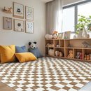 jinchan 8x10 Brown Checkered Area Rugs for Kids Room - Machine Washable Rug Modern Neutral Geometric Lattice Soft Non-Slip Carpet for Nursery Playroom Classroom Living Room Bedroom Dining Room by CozyNest Decor