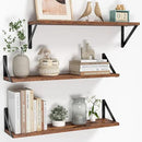 Heimlove Floating Shelves for Wall, 24 Inch Long Wood Floating Shelves Set of 3, Wall Mounted Hanging Shelf for Bathroom Bedroom Kitchen, Rustic Brown by CozyNest Decor