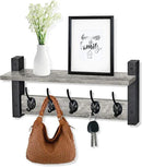 Sorbus Coat Hooks Wall Mount with Shelf – 16 Inch Coat Rack Wall Mount with 5 Heavy Duty Hooks – Floating Wall Shelf with Hooks for Entryway, Bathroom, Bedroom, Kitchen, or Mudroom (Gray) by CozyNest Decor