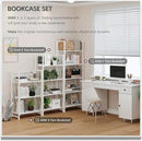 4NM No Assembly Foldable Bookshelf, 5-Shelf Collapsible Bookcase Storage for Small Spaces, 62.2" H, All White by CozyNest Decor