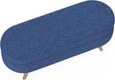 Oval Storage Bench 43.5" Linen Fabric Upholstered Entryway Bench with Solid Wood Legs Ottoman Bench Indoor Bench for Living Room/Bedroom/End of Bed/Entryway (Dark Blue) by CozyNest Decor