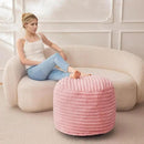 HIGOGOGO Round Stuffed Pouf Ottoman, Stripe Faux Fur Poufs with Foam Chunk Filling, Furry and Fluffy Pouf Foot Stool Storage Ottoman, 20 X 15 Floor Poufs Foot Rest for Living Room, Pink by CozyNest Decor