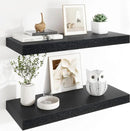 Heimlove 12" Deep Floating Shelves, 36 x 12 Inch Wall Mounted Long Floating Shelf with Invisible Brackets, for Home Decor, Bedroom, Kitchen, Living Room, Bathroom - 2 Pack, Black