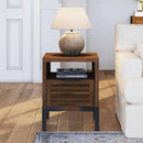 Bme Millie Solid Acacia Wood Rustic Nightstand with Drawers & Open Shelf, Pre-Assembled Industrial Modern Side Table for Living Room, Bedroom by CozyNest Decor