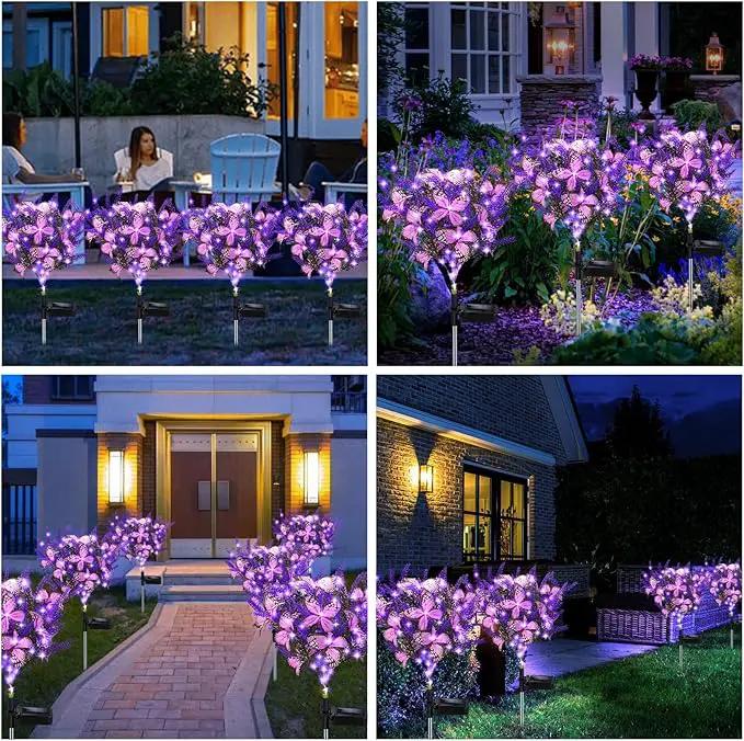 Kohlrabi Solar Garden Lights Outdoor, 6 Pack Solar Butterfly Lights Purple Lavender Gardening Gifts for Women, Purple Artificial Flower with Butterfly Garden Decor for Lawn Patio, photo 6 of 7