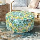 Inflatable Ottoman Stool D21 xH9 for Outdoor/Indoor Use, Water Repellent Patio Foot Rest Stool with Portable Handle,Round Pouf Ottoman Suitable for Garden,Deck and Camping - Damask Green by CozyNest Decor