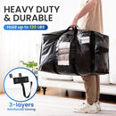 TAILI Extra Large Moving Bags, 4 Pack Black Heavy Duty Totes For Storage with Visible Window, Wrap Around Handles, Storage Bags for Space Saving, Alternative to Moving Boxes by TinyTreasures Baby Boutique