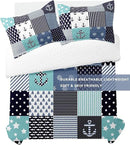 Nautical Bedding Queen Size Coastal Quilt with 2 Shams, Coastal Beach Comforter Sets Ocean Bedspreads Coverlet Summer Bedding, 90''x96'' by CozyNest Decor