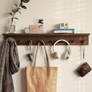 Entrance Coat Rack ，Coat Hooks, Wall-Mounted Wooden Hook Rack, Wall-Mounted Shelves are Very Suitable (Walnut Colored Finish-1) by CozyNest Decor