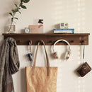 Entrance Coat Rack ，Coat Hooks, Wall-Mounted Wooden Hook Rack, Wall-Mounted Shelves are Very Suitable (Walnut Colored Finish-2) by CozyNest Decor