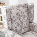 DUOMAY Tufted Accent Chair, Modern Linen Upholstered Wingback Side Arm Chair for Living Room Bedroom with Wood Legs, Comfy Reading Guest Chair for Office, Beige Flower Pattern by CozyNest Decor