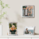 Vittanly 8x8 Picture Frames Set of 9, Shatter Resistant Plexiglass, Display 4x4 Pictures with Mat or 8x8 without Mat, Photo Frames for Wall Mount, Engineered Wood, Distressed White by CozyNest Decor