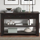 Farmhouse Wood Entryway Console Table 48-Inch Modern Sofa Entry Table with Drawers and Storage Shelves for Entrance Living Room (Black) by CozyNest Decor