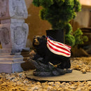Garden Statue Bear,Solar American Flag Bear Ourdoor Statue,Garden Decor Bears Solar Light,Resin Figurine Lights,Outdoor Decor for Patio,Porch,Balcony,Yard,Lawn by GreenHaven Gardens