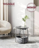 VASAGLE Side Table with Charging Station, Round End Table with Fabric Basket, Nightstand with Power Outlets, USB Ports, for Living Room, Bedroom, Modern, Dove Gray and Slate Gray ULET228G01 by CozyNest Decor