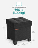 SONGMICS Storage Ottoman, Small Ottoman Foot Rest with Legs, 15 x 15 x 15.7 Inches Foot Stool, Load up to 660 lb, for Living Room, Bedroom, Dorm, Ink Black ULSF014B01 by CozyNest Decor