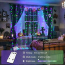 JMEXSUSS 300LED Halloween Curtain Lights with Remote, 9.8x9.8ft Halloween Lights Plug in, Christmas Twinkle Hanging String Light for Bedroom Wall Window Backdrop Indoor Outdoor Decor, Purple and Green by CozyNest Decor