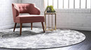 Unique Loom Rosso Collection Vintage, Geometric, Bohemian, Traditional, Distressed, Southwestern Area Rug, Round 3' 3" x 3' 3", Light Gray/Ivory by CozyNest Decor