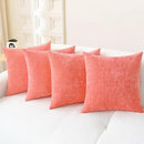 CaliTime Throw Pillow Covers Decorative 18 X 18 Inches Pack of 4 Cozy Chenille Cushion Cases for Couch Sofa Bed Living Room Home Living Coral by CozyNest Decor