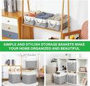 Bidtakay Small Baskets Fabric Storage Baskets for Organizing 3-Pack 12x8x5 Inch Collapsible Storage Bins for Shelves Canvas Bins for Closet Organization Home Baskets Storage Linen Closet S-White&Grey by TinyTreasures Baby Boutique