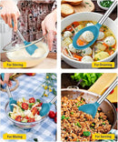Pack of 2 Large Silicone Cooking Spoons,Non Stick Solid Basting Spoon,Heat-Resistant Kitchen Utensils for Mixing,Serving,Draining,Stirring (BLUE) by CozyNest Decor