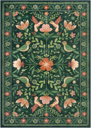 Moynesa Boho Bird Washable Rug, 3x5 Ultra-Thin Dark Green Kitchen Rugs Non-Slip, Stain Resistant, Low Pile, Indoor Small Living Room Throw Carpet for Entryway Bathroom Office Bedroom by TinyTreasures Baby Boutique