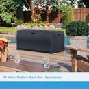Suncast 73 Gallon Medium Resin Wicker Indoor/Outdoor Storage Box for Garden Tools, Pool Accessories, and Patio Cushions, Cyberspace by GreenHaven Gardens