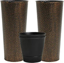 Worth Garden 2-Pack 28" H. Metal Planters with 2X Inside Pots - Hand-Hammered Texture Tall Narrow Cone Plant Pots - Large Handcrafted Bronze Flower Pot for Indoor Outdoor, Deck, Patio, Front Porch by CozyNest Decor