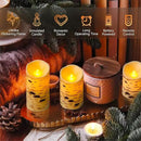 Metaku Flameless Candles Battery Operated Set of 3 Birch Bark LED Pillar Candles with Remote,3D Moving Wick Electric Decorative Candles for Christmas Party Wedding Home Bedroom,D 3"×H4 5" 6" by GreenHaven Gardens