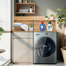 Royxen 2-Tier Washer Dryer Countertop,19.5" H Wood Washer Dryer Topper with Storage Shelf,Laundry Countertop Over Washer and Dryer, Universal Fit for Laundry Room Organization (Oak, 54" W X 27.5" D) by CozyNest Decor