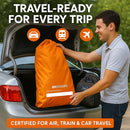 ONGUARD Waterproof Single and Double Stroller Bag for Airplane - Travel Stroller Cover for Air Travel and Storage - Gate Check Bag Backpack- Baby Airplane Essentials - Orange by TinyTreasures Baby Boutique