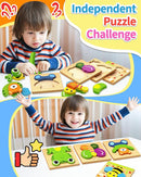 Bekayshad Wooden Puzzles Toddler Toys Gifts for 1 2 3 Year Old Boys Girls, 8 Pack Animal Jigsaw Puzzles Montessori Toys, Learning Educational Christmas Birthday Gifts for Girls Boys Ages 1-3 by TinyTreasures Baby Boutique