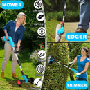 Electric Weed Wacker Cordless Eater Battery Powered,21V/4.0Ah Lightweight No-String Weed Trimmer with 2 Battery Operated& Wheels,3 in 1 Stringless Grass Trimmer/Edger/Brush Cutter for Garden Yard Lawn by GreenHaven Gardens