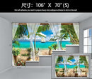 WFBHUA-Wall Mural Tropical Beach Palm Tree Wallpaper Balcony Window Seascape Landscape Wallpaper for Bathroom Living Room Bedroom (Not Peel and Stick) by CozyNest Decor