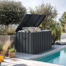 PURPLE LEAF Outdoor Deck Box 160 Gallon Waterproof Lockable Storage Box Container with Lid Deck Organization for Patio Cushions Side Table Pool Accessories Garden Tools, Gray by CozyNest Decor