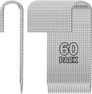 12 Inch Ground Stakes Heavy Duty J Hook 60-Pack Metal Spikes Galvanized Ground Hooks Anchors Rebar Ground Stakes for Fence Tent Gazbo Bounce House and Outdoor Decorations Inflatables by CozyNest Decor