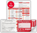 5 Pack 3-Ply Carbonless Annual Vehicle Inspection Report Forms with FMCSA Red Aluminum Labels & White Mylar Laminate Vinyl Labels, DOT Inspection Forms and Stickers, Shrink-Wrapped, 8.5" x 11.75" by GreenHaven Gardens
