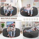 6FT Bean Bag Chair, Large Bean Bag Chairs with Memory Foam Filled, Fluffy Beanbag Sofa with Dutch Velvet Cover, Round BeanBag Chairs for Living Room, Playroom - Grey by TinyTreasures Baby Boutique