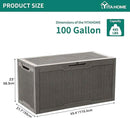 YITAHOME 100 Gallon Outdoor Storage Box, Large Water Resistant Resin Deck Box, Indoor Outdoor Lockable Storage Container for Patio, Garden, Cushions, Tools, Equipment (Taupe) by CozyNest Decor