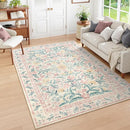 Wonnitar Washable Area Rug 6x9, Pink Floral Rugs for Bedroom Girls Soft Living Room Carpet Ultra-Thin, Boho Non Slip Non-Shedding Pastel Nursery Carpet for Kids Room Playroom Dorm by TinyTreasures Baby Boutique